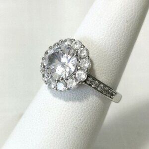 New 3ct CZ halo scallop flower ring size 6